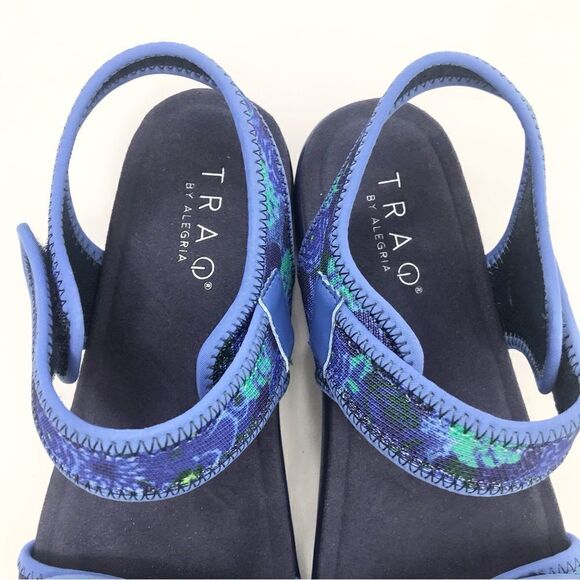 TRAQ by Alegria Blue Knit Back Strap Sport Sandals in Baby Bloomer - Picture 10 of 16
